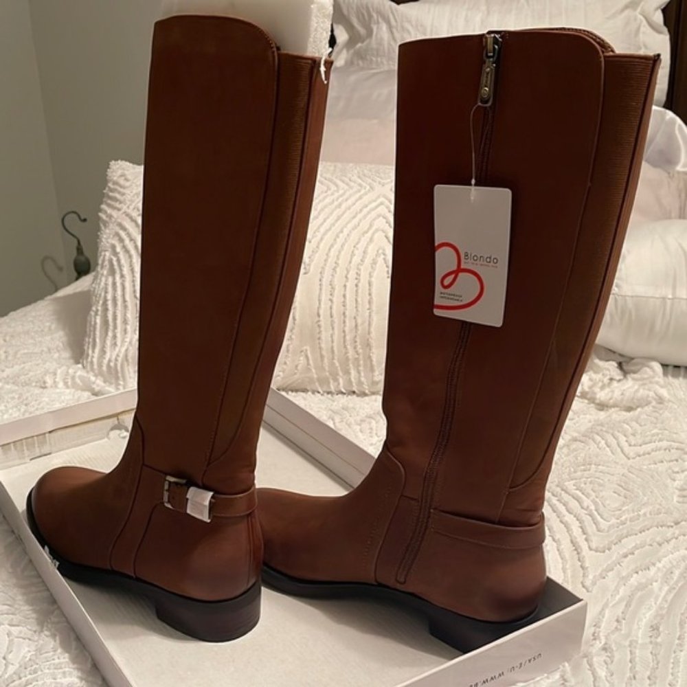 BLONDO Equestrian Riding Boots Evie Brown Cognac Nubuck Waterproof Zipper